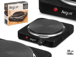 Argon Hornillo Eléctrico Negro, 1500W, Placa Calefactora, Dimensiones 23.5 x 27 x 7 cm (Set de 6)