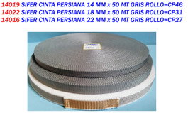 SIFER Cinta de Persiana 14 mm x 50 m Gris