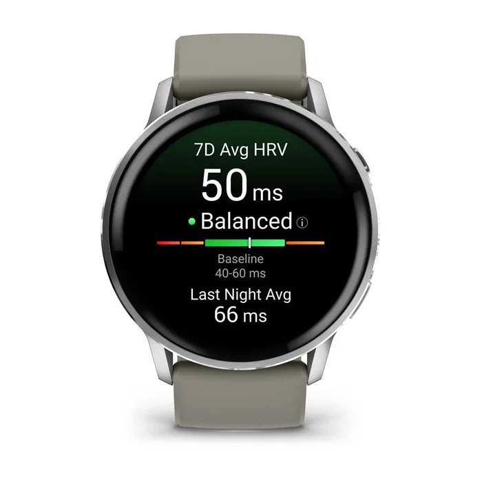 Garmin Venu 4 45 mm Plata con Correa de Silicona Gris
