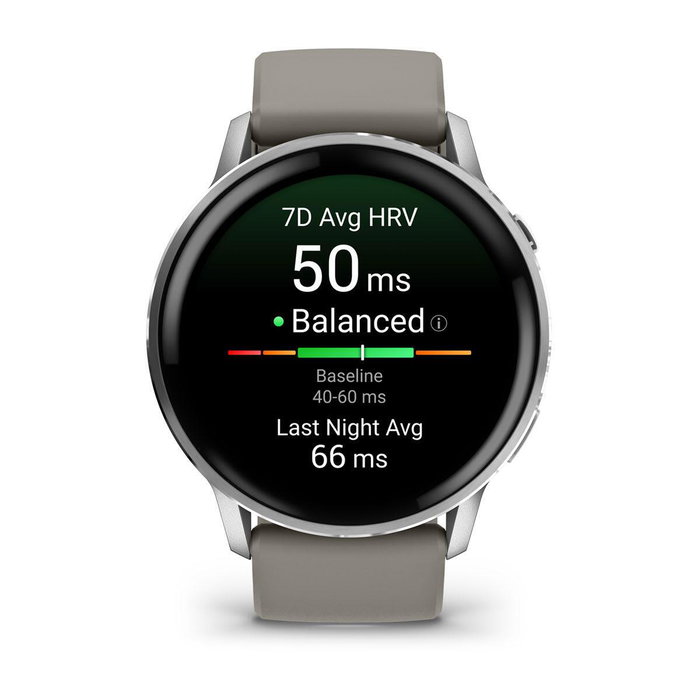 Garmin Venu 4 45 mm Plata con Correa de Silicona Gris