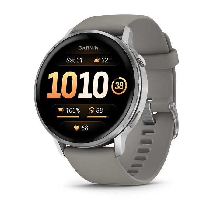 Garmin Venu 4 45 mm Plata con Correa de Silicona Gris