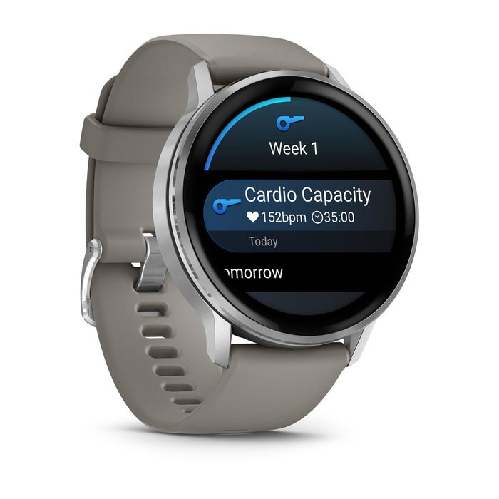 Garmin Venu 4 45 mm Plata con Correa de Silicona Gris