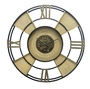 DKD Home Decor Reloj de Pared de Metal y Ratán Natural y Negro 100x100 cm