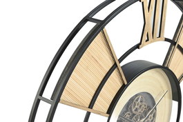 DKD Home Decor Reloj de Pared Loft Negro y Natural Metal y Ratán 100 x 9 x 100 cm