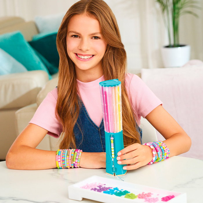 World Brands MR89088 Fábrica de Pulseras para Niños +8 Años Español - Kit Creativo con Base, Carrusel de Cuentas y Varilla de Enhebrado