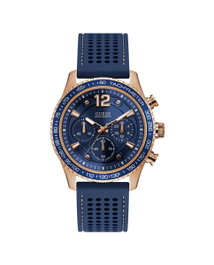 Guess W0971G3 con correa de caucho azul y caja rosada
