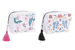 DKD Home Decor Surtido de 2 Necesesres de Nylon Margaritas 15x6x12 cm