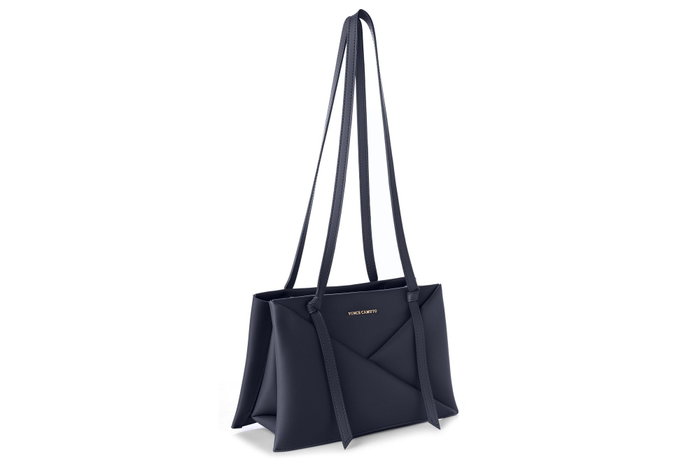 Vince Camuto Bolso Tote Azul Marino Avellino - Bolso de Piel de Polivinilo Elegante y Funcional para Mujer, Tamaño Mediano, 30x12x20 cm