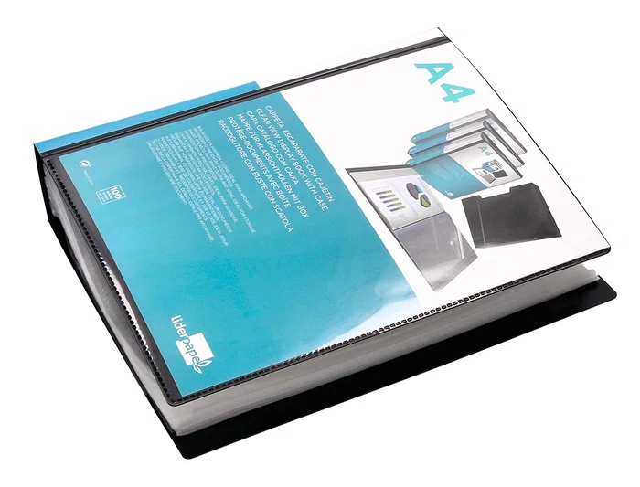 Liderpapel Carpeta 37865 Personaliza 100 Fundas Polipropileno DIN A4 Negra con Cajetín