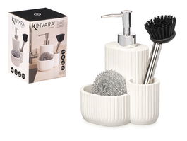 KINVARA Dosificador Cocina Estropajo Cepillo Blanco 13 x 19 x 11.5 cm (Set de 12)