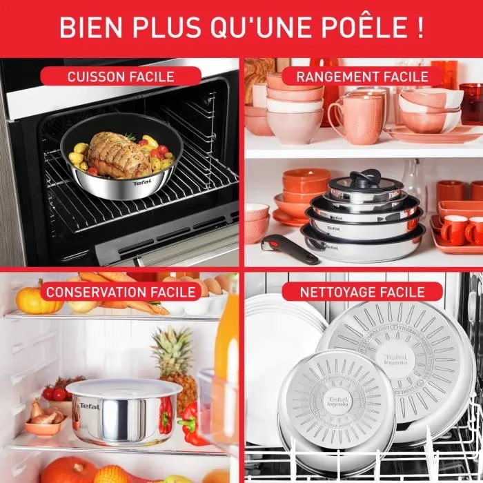 TEFAL INGENIO Batería de cocina 10 p, Sartenes, Cacerolas, Inducción, Acero inoxidable, Revestimiento antiadherente, Emotion L897AS04 TEFAL INGENIO Batería de cocina 10 p, Sartenes, Cacerolas, Inducción, Acero inoxidable, Revestimiento antiadherente, Emotion L897AS04