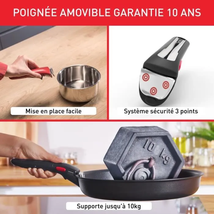 TEFAL INGENIO Batería de cocina 10 p, Sartenes, Cacerolas, Inducción, Acero inoxidable, Revestimiento antiadherente, Emotion L897AS04 TEFAL INGENIO Batería de cocina 10 p, Sartenes, Cacerolas, Inducción, Acero inoxidable, Revestimiento antiadherente, Emotion L897AS04