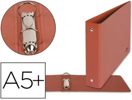 Liderpapel Carpeta de 2 anillas 40mm cuarto apaisado carton cuero