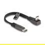 DeLOCK Cable USB 2.0 Type-C Macho a Type-C Macho Acodado PD 3.0 60W, Cable Plano Negro, 0.14m/14cm