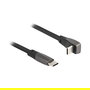DeLOCK Cable USB 2.0 Type-C Macho a Type-C Macho Acodado PD 3.0 60W, Cable Plano Negro, 0.14m/14cm