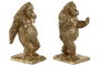 DKD Home Decor Sujetalibros Gorila Dorado Resina Set 2 Piezas 12.5 x 24 x 13 cm