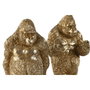 DKD Home Decor Set de 2 Sujetalibros de Resina Gorila Dorado