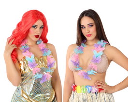 Collar Hawaiano Multicolor Con Flores Grandes Para Disfraces Tropicales