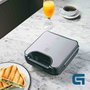 Grunkel SAN-GRILLNG Sandwichera Grill 750W, Placas Antiadherentes sin Corte para 2 Bocadillos, Carcasa Acero Inoxidable