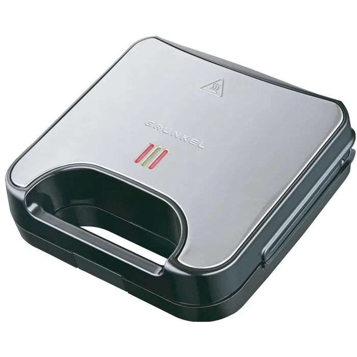 Grunkel SAN-GRILLNG Sandwichera Grill 750W, Placas Antiadherentes sin Corte para 2 Bocadillos, Carcasa Acero Inoxidable