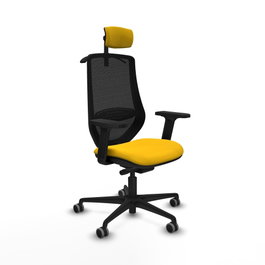 PIQUERAS Y CRESPO Silla de oficina Mardos con mecanismo Sincro/Traslack Amarillo y Negro