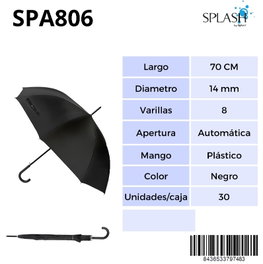 SPLASH BY AVANT Paraguas Splash Cab Golf liso negro