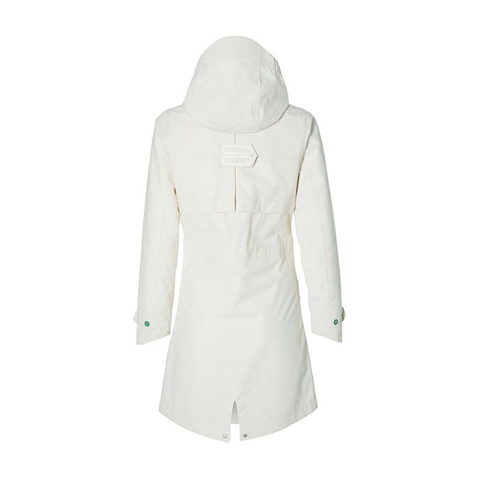Basil Parka Impermeable Mosse Blanca con Capucha y Detalles Reflectantes Mujer