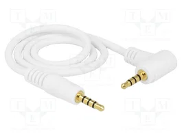DeLOCK 84736 Cable de audio de 3,5 mm con conector en ángulo, 0,5 m, blanco