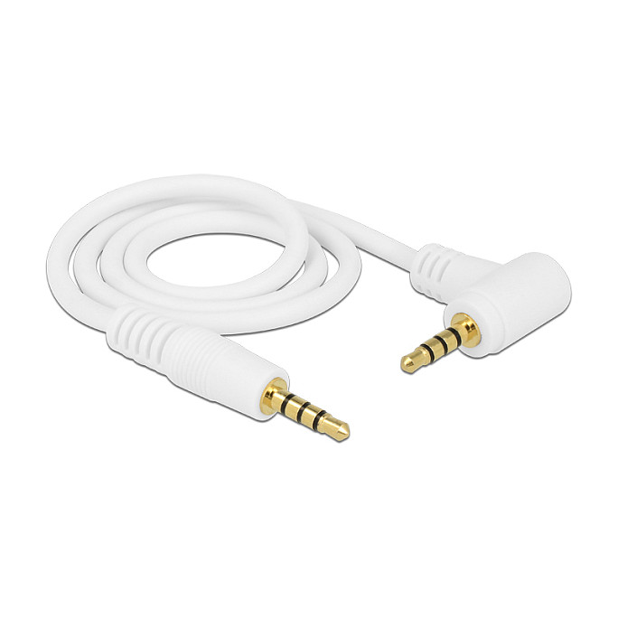 DeLOCK Cable de audio 3,5 mm 4 Pin con conector en ángulo 0,5 m Blanco