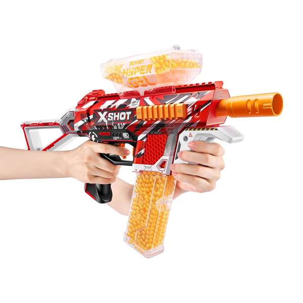 Zuru X-Shot Hyper Gel Trace Fire Blaster - Pistola eléctrica de gel con 2.500 bolas y gafas protectoras - 42x19x5cm