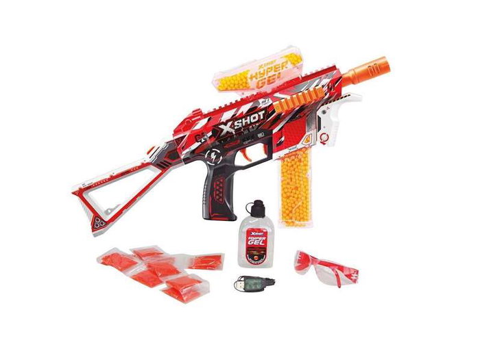 Zuru X-Shot Hyper Gel Trace Fire Blaster - Pistola eléctrica de gel con 2.500 bolas y gafas protectoras - 42x19x5cm