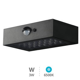 GSC Evolution Aplique solar LED Piana 3W 6500K Negro con sensor de movimiento y crepuscular
