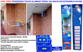 TEZNO Tendedero de Techo Extensible de Aluminio 100-160x78 cm
