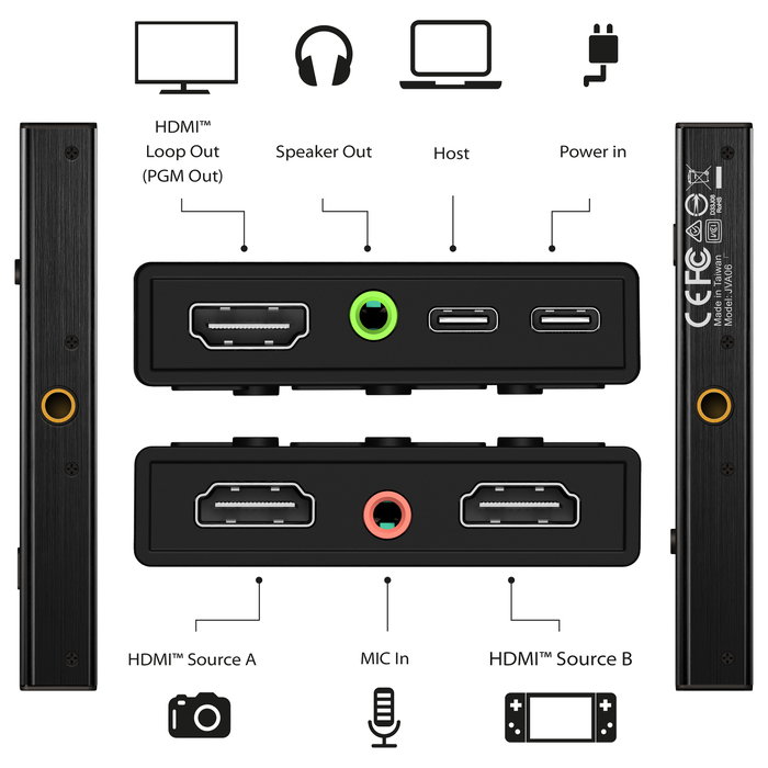 J5CREATE JVA06-N Tarjeta de captura de video HDMI™ dual Negro