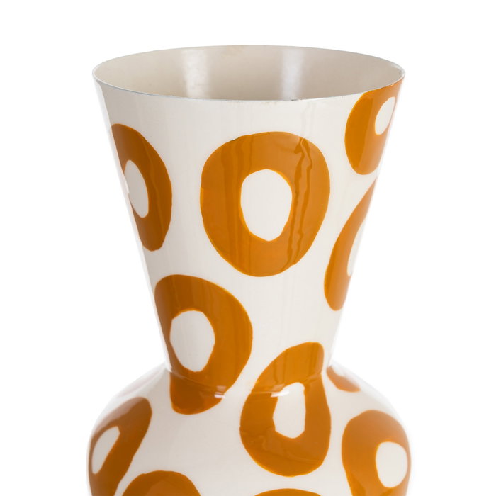 Jarrón Blanco-Mostaza Metal Decoración 9 X 9 X 23,50 cm