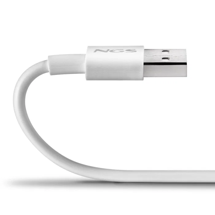 NGS ZYRO-AC Cable USB-A a USB-C 2.0, 1m Blanco, Carga Rápida hasta 15W, Datos 480Mbps, Compatible Smartphones, Portátiles, Tabletas