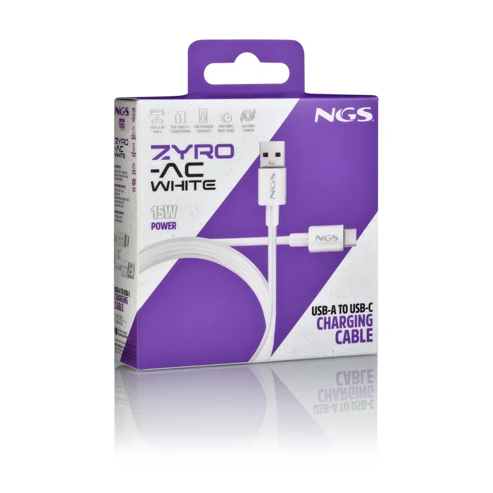 NGS Cable ZYRO-AC USB-A a USB-C 1m Blanco NGS Cable ZYRO-AC USB-A a USB-C 1m Blanco