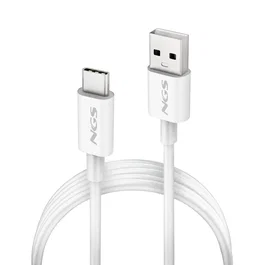 NGS ZYRO-AC Cable USB-A a USB-C 2.0, 1m Blanco, Carga Rápida hasta 15W, Datos 480Mbps, Compatible Smartphones, Portátiles, Tabletas