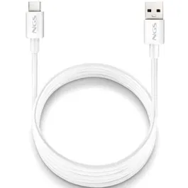 NGS ZYRO-AC Cable USB-A a USB-C 1m Blanco, Datos 480Mbps, Carga Hasta 15W