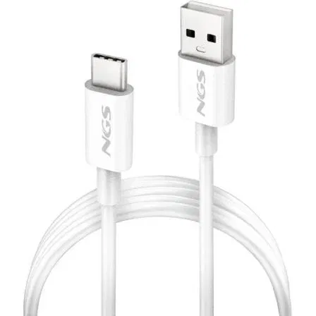 NGS ZYRO-AC Cable USB-A a USB-C 1m Blanco, Datos 480Mbps, Carga Hasta 15W