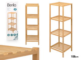 Berilo Estanteria Bambu 4 Estantes Marron 108x35x33cm (Set de 2)