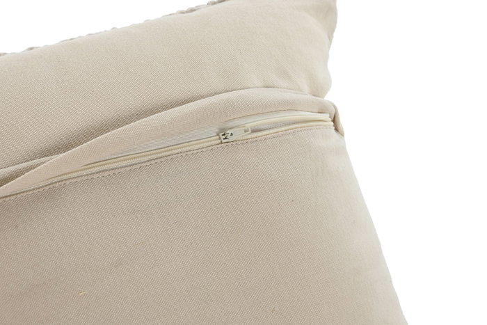 DKD Home Decor Set de 2 Cojines de Algodón Blanco Roto Hechos a Mano