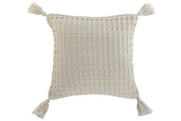 DKD Home Decor Set de 2 Cojines de Algodón Blanco Roto Hechos a Mano