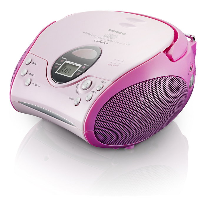 Lenco SCD-24 Radio FM Digital con Reproductor CD y Pantalla Rosa