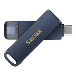 SanDisk iXpand Pendrive 64 GB USB Type-C/Lightning, Azul, 90 MB/s Lectura, Giro 360°