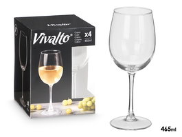 Vivalto Copa Redonda de Vidrio, 465 ml, Cristalería - Dimensiones: 8.5 x 22 x 8.5 cm (Diámetro boca 70 mm) (Set de 24)