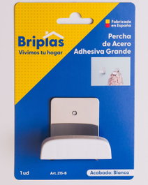 BRIPLAS Colgador Percha Cocina Inox Adhesivo Blanco Grande