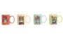 DKD Home Decor Tazas de Porcelana con Motivos de Gatos, Surtido de 4 Colores, 360ml