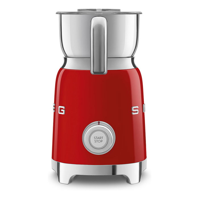 Smeg MFF11RDEU Calentador y Espumador de Leche Automático Rojo 50's Style, Capacidad 0.6 L (250 ml de espuma), Acero Inoxidable, 8 Funciones (Caliente y Fría)