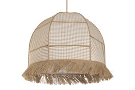 DKD Home Decor Lámpara de Techo de Fibra con Flecos, Natural/Crudo, 50x50x140 cm